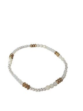 White Pearlized Seed Bead Anklet Costume Jewelry